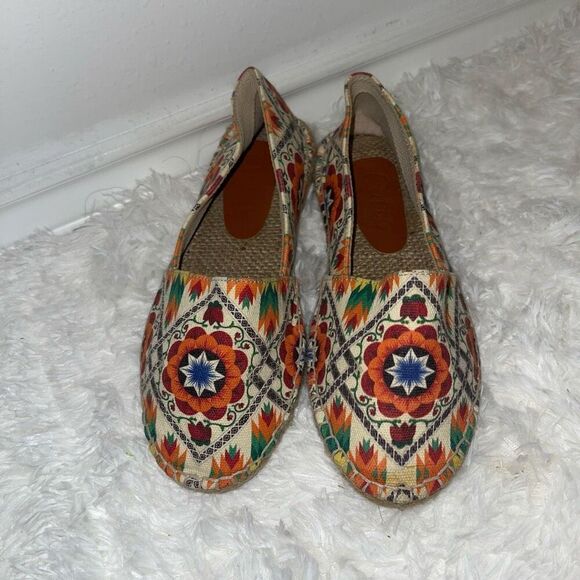 Cotto orange & ivory Aztec print espadrilles - Picture 3 of 7